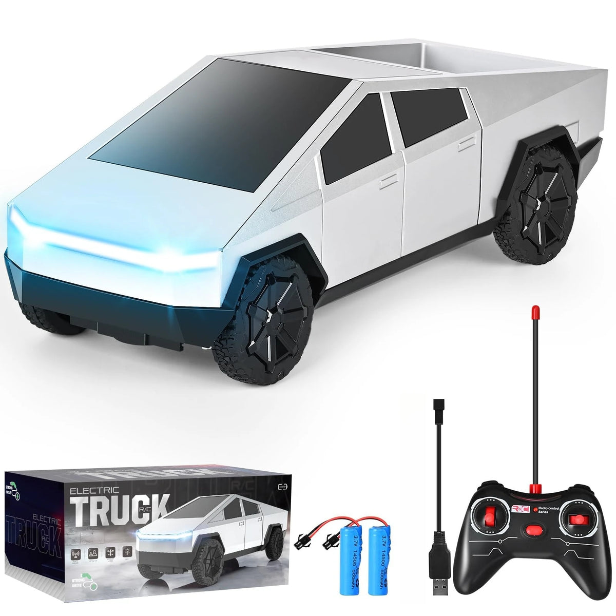 1:24 RC Cyber Truck Remote Control Car, High Speed Off Road Vehicle with LED Lights, Electric Toy Gift for Boys Girls Kids 6-12