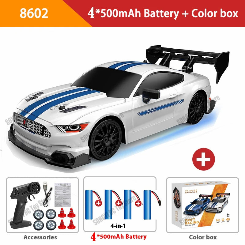 RC Drift Car 4WD Remote Control High Speed Racing Vehicle with LED Lights 2.4GHz Radio 4x4 Off-Road Truck Toy for Children Kids