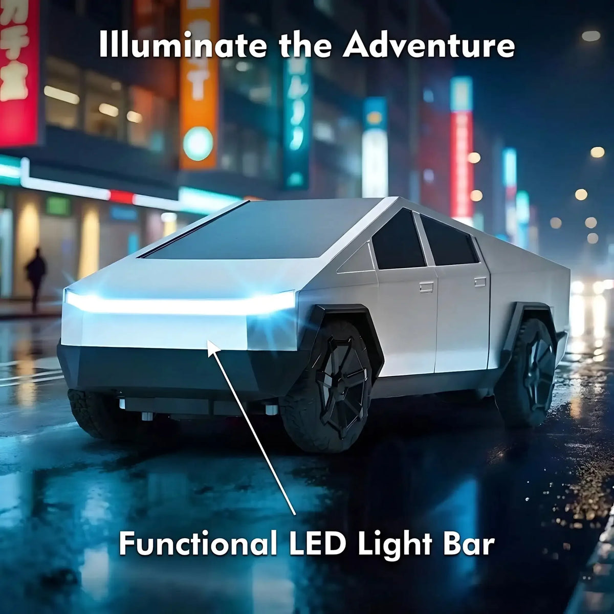 1:24 RC Cyber Truck Remote Control Car, High Speed Off Road Vehicle with LED Lights, Electric Toy Gift for Boys Girls Kids 6-12