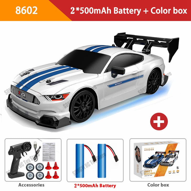 RC Drift Car 4WD Remote Control High Speed Racing Vehicle with LED Lights 2.4GHz Radio 4x4 Off-Road Truck Toy for Children Kids