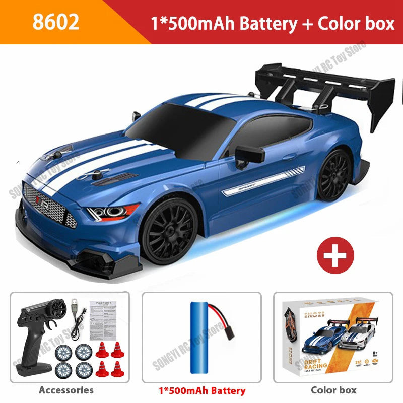 RC Drift Car 4WD Remote Control High Speed Racing Vehicle with LED Lights 2.4GHz Radio 4x4 Off-Road Truck Toy for Children Kids