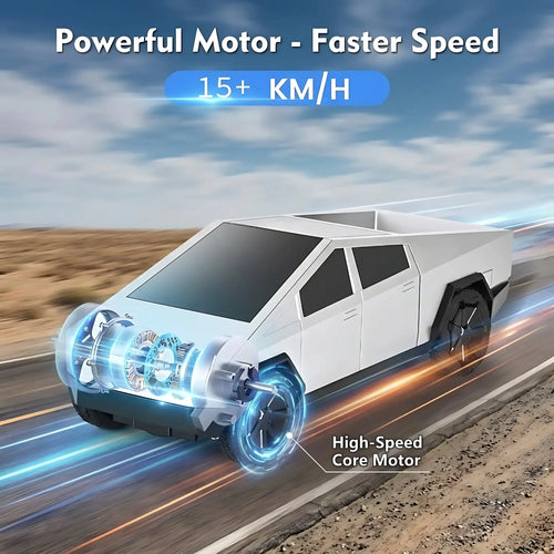 1:24 RC Cyber Truck Remote Control Car, High Speed Off Road Vehicle with LED Lights, Electric Toy Gift for Boys Girls Kids 6-12