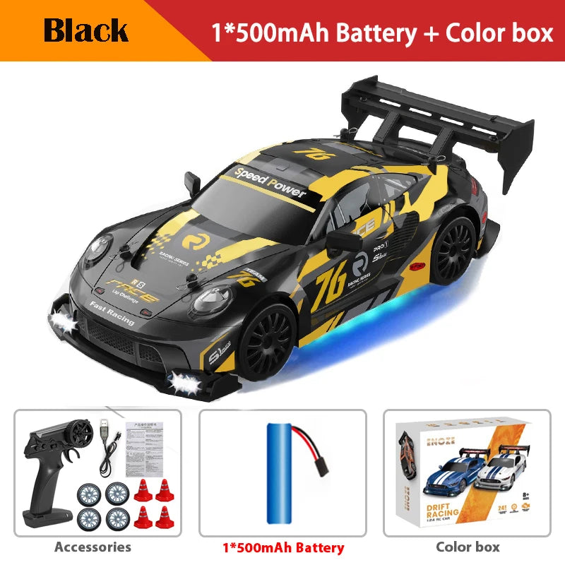 RC Drift Car 4WD Remote Control High Speed Racing Vehicle with LED Lights 2.4GHz Radio 4x4 Off-Road Truck Toy for Children Kids