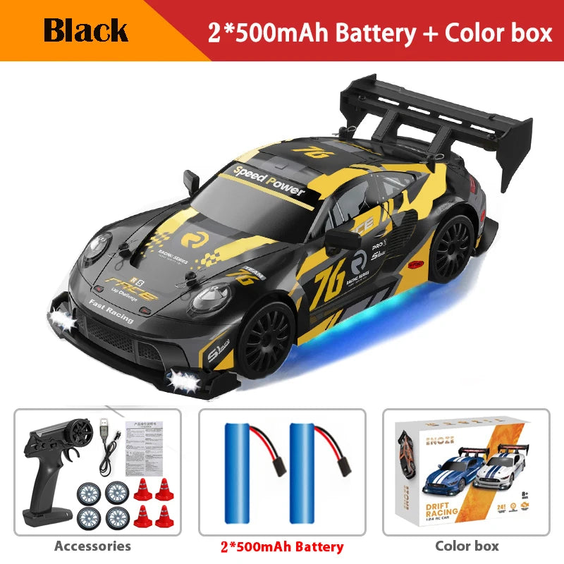 RC Drift Car 4WD Remote Control High Speed Racing Vehicle with LED Lights 2.4GHz Radio 4x4 Off-Road Truck Toy for Children Kids